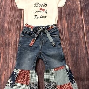 12-18 mos girls rodeo, western themed jean and shirt
